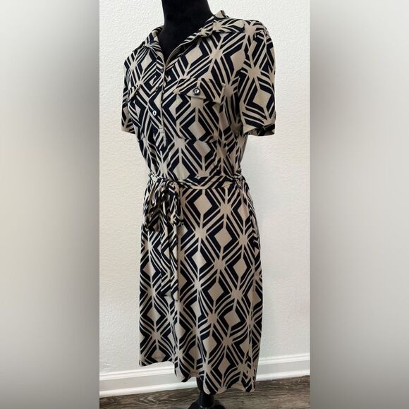 EnFocus Studio Geometric Black/Cream Dress, Work, Office Attire, Size 8 - Picture 2 of 9
